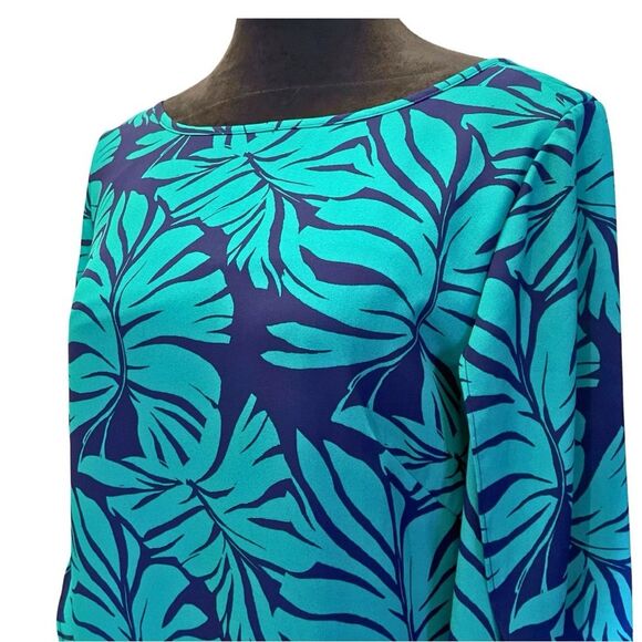 Vibrant Leaf Pattern Dress with Flutter Sleeves SIZE 6 - Picture 2 of 9